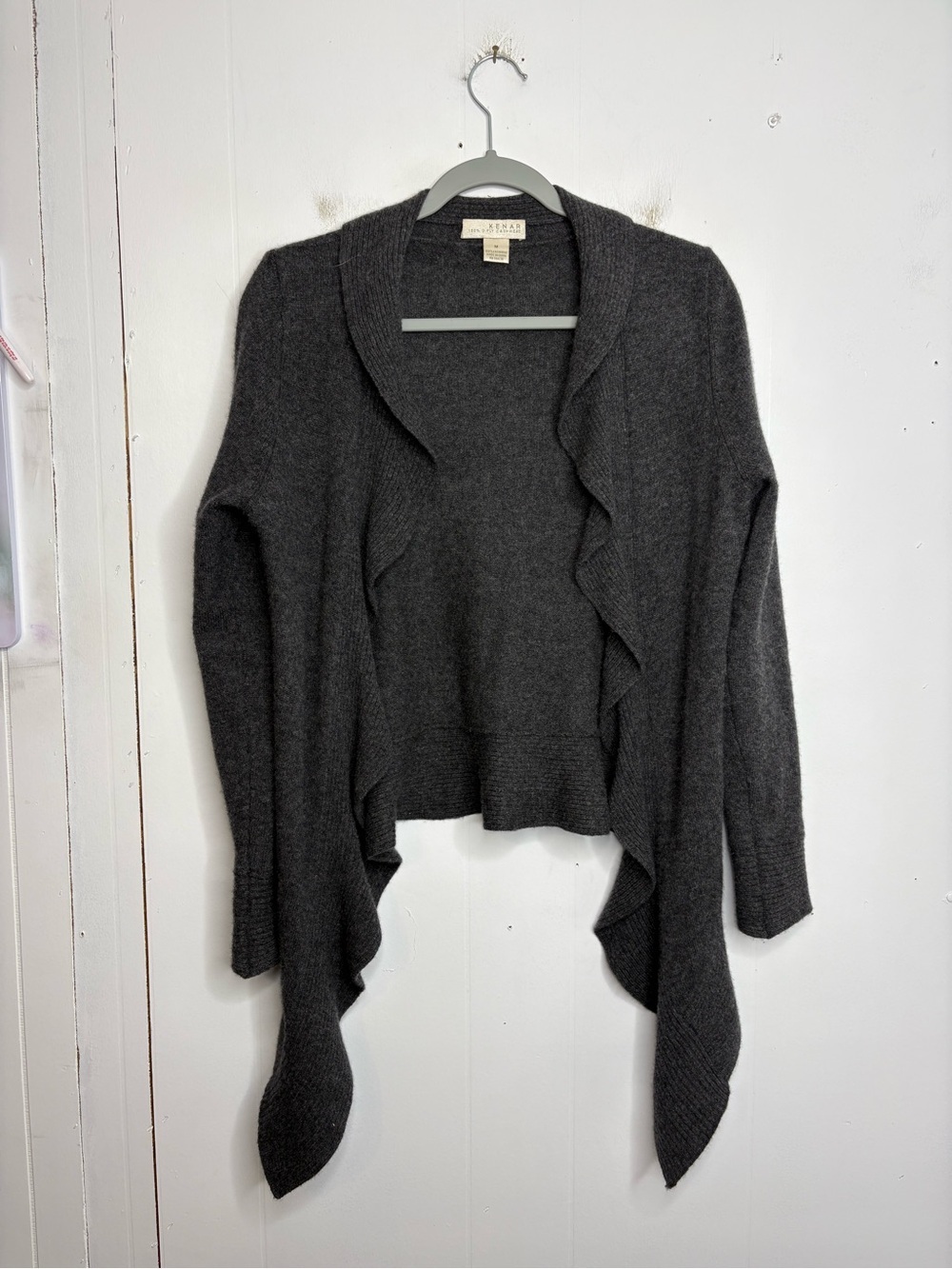 Kenar Sweater Womens Medium 2 Ply Cashmere Ruffle Asymmetrical Cardigan Soft